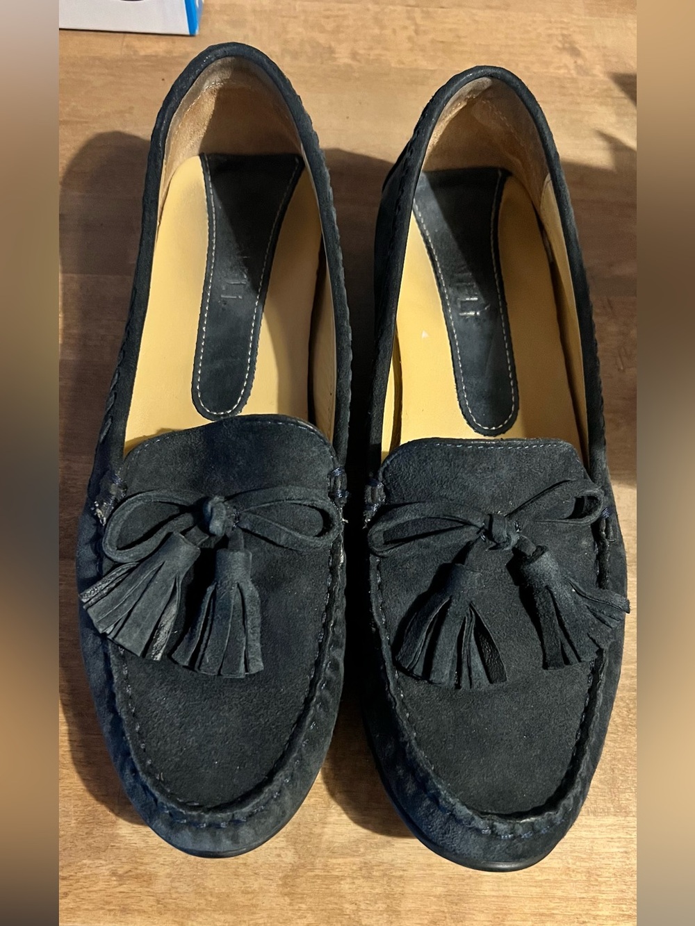 Vaneli Navy Suede Tassel Loafers - Women's Slip-On Dress Shoes